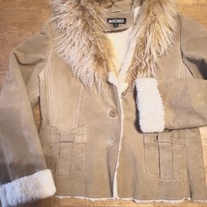 Suede  Mongolian fur and faux fur jacket by XOX0